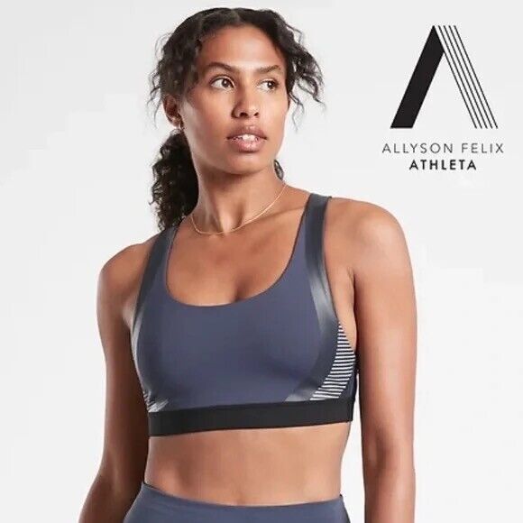 ATHLETA x ALLYSON FELIX Ultimate Legend Sports Bra XS Racerback Blue EUC A4 - Picture 1 of 5